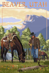 Beaver, Utah - Painterly - Cowboy and Horse in Spring
