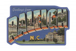 Raleigh, North Carolina - Large Letter Scenes - Vintage Halftone - Contour