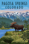 Pagosa Springs, Colorado - Painterly - Moose - Summer Scene