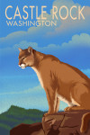 Castle Rock, Washington - Lithograph Wildlife Series - Pacific Northwest - Mountain Lion