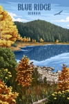 Blue Ridge, Georgia - Painterly - Autumn Lake Scene