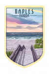 Naples, Florida - Beach Boardwalk Scene - Contour