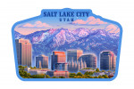 Salt Lake City, Utah - Lithograph - Skyline with Temple - Contour