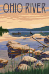 Ohio River - Painterly - Lake Sunrise Scene