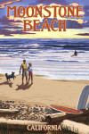 Moonstone Beach, California - Painterly - Beach Scene & Surfers