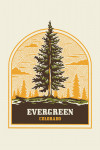 Evergreen, Colorado - Vintage Linework - Evergreen