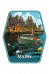 Maine - Painterly - Lobster Fisherman and Shack - Contour