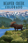 Beaver Creek, Colorado - Painterly - Moose - Summer Scene