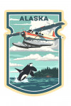Alaska - Painterly - Float Plane & Orca - Contour