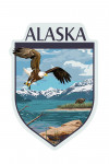 Alaska - Painterly - Lake Scene - Bald Eagle & Bear - Contour
