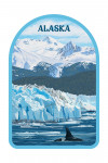 Alaska - Painterly - Orca with Glacier - Contour
