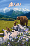 Alaska - Painterly - Bear & Cubs