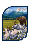 Alaska - Painterly - Bear & Cubs - Contour