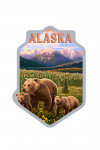 Alaska - Painterly - Mother Bear & Cubs - Contour