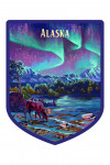 Alaska - Oil Painting - Northern Lights and Lake - Contour