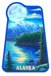 Alaska - Oil Painting - Lake with Super Moon - Contour