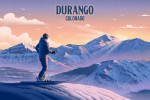 Durango, Colorado - Lithograph - Skier at the Top