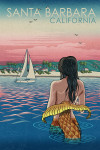 Santa Barbara, California - Mermaid and Beach