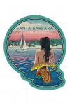 Santa Barbara, California - Mermaid and Beach - Contour