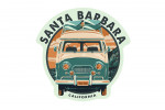 Santa Barbara, California - Letterpress - Camper Van - Contour