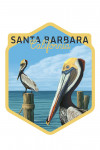 Santa Barbara, California - Painterly - Brown Pelicans - Contour