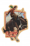 Clovis, California - Painterly - Cowboy & Bronco Scene - Contour