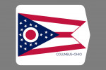 Columbus, Ohio - Ohio State Flag - Letterpress (white background) - Contour