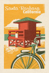 Santa Barbara, California - Woodblock - Lifeguard