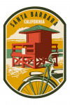 Santa Barbara, California - Woodblock - Lifeguard - Contour