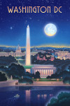 Washington, DC - Lithograph City Series - Night Skyline