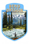 Bend, Oregon - Painterly - Angler & River Rapids - Contour