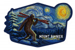 Mount Rainier, Washington - Starry Night - Winter Bigfoot with Skis - Contour