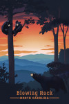 Blowing Rock, North Carolina - Black Bear Family - Sunset