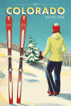 Keystone, Colorado - Painterly - Woman Skier Mountain View