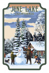 June Lake, California - Painterly - Snowman Scene - Contour