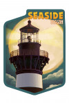 Seaside, Oregon - Lighthouse & Moon - Contour