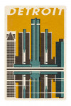 Detroit, Michigan - Woodblock - Contour