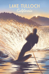 Lake Tulloch, California - Lithograph - Get Outside Series - Lean into Adventure - Water Skiing