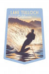Lake Tulloch, California - Lithograph - Get Outside Series - Lean into Adventure - Water Skiing - Contour