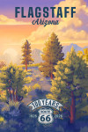 Flagstaff, Arizona - Oil Painting - Pines and Sunset - Route 66 - 100 Years