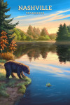 Nashville Tennessee - Oil Painting - Bear By Lake At Sunrise