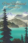 Port Townsend, Washington - Lithograph - Lake and Mountains