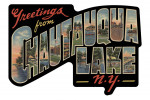 Greetings From Chautauqua Lake, New York - Vintage Halftone - Contour