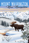 Mount Washington, New Hampshire - Moose - Winter Scene