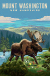 Mount Washington, New Hampshire - Painterly - Moose & Wildflowers