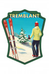 Tremblant, Quebec - Painterly - Woman Skier Mountain View - Contour