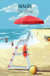 Avalon, New Jersey - Painterly - Lifeguard Stand