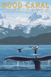 Hood Canal, Washington - Painterly - Humpback Whale Family