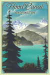 Hood Canal, Washington - Lithograph - Lakes and Mountains