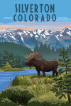 Silverton, Colorado - Painterly - Moose - Summer Scene